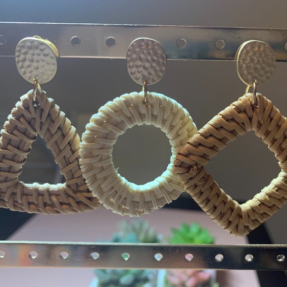 Jewelry - 2/$20 Tan Woven Gold Statement Vacation Earrings